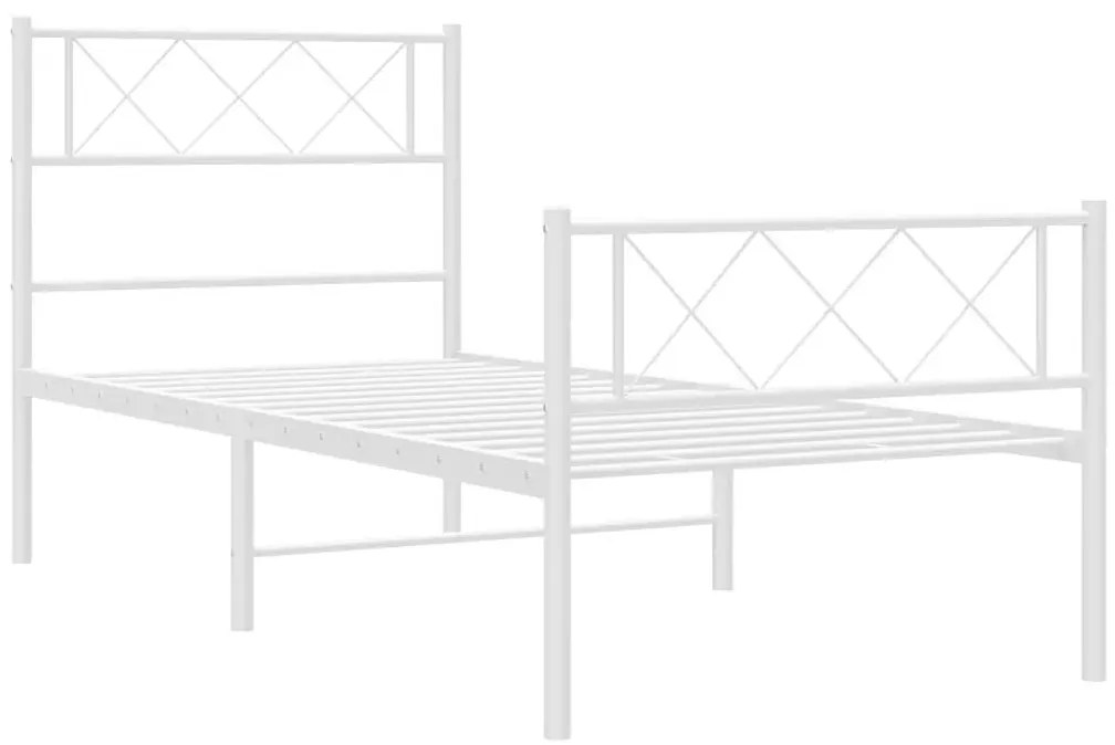 Białe pojedyncze łózko metalowe w stylu loft 90x200 cm P5-D00