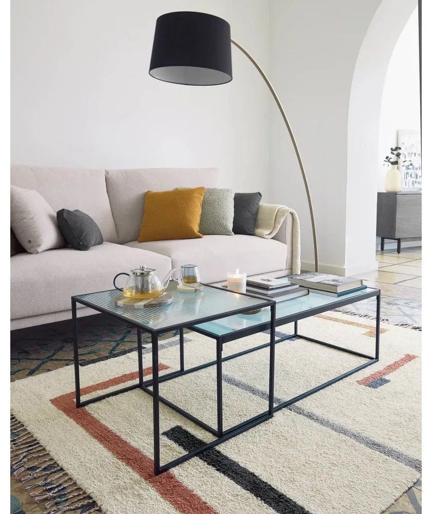 Czarne szklane stoliki zestaw 2 szt. 55x100 cm Akemi – Kave Home
