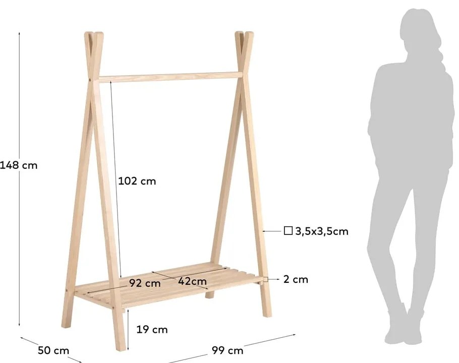 Wieszak dziecięcy z litego drewna bukowego w naturalnym kolorze 99x148 cm Maralis – Kave Home
