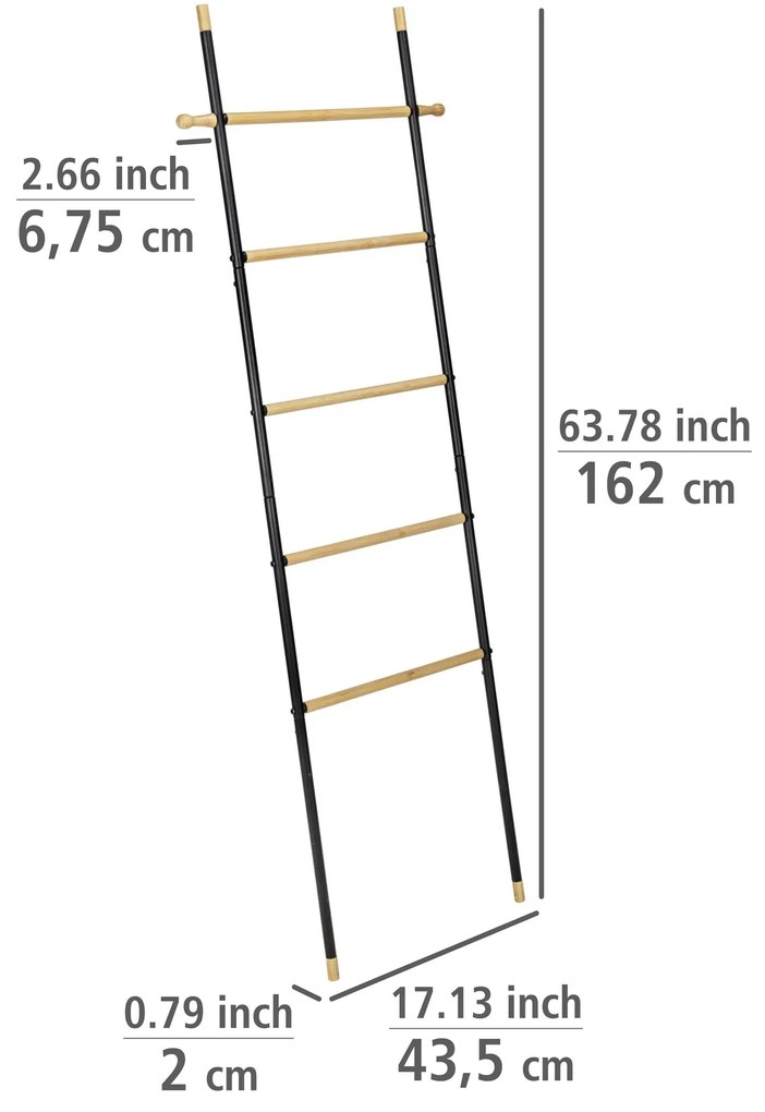 Wieszak na ręczniki, drabina z bambusowymi szczeblami, Loft, WENKO