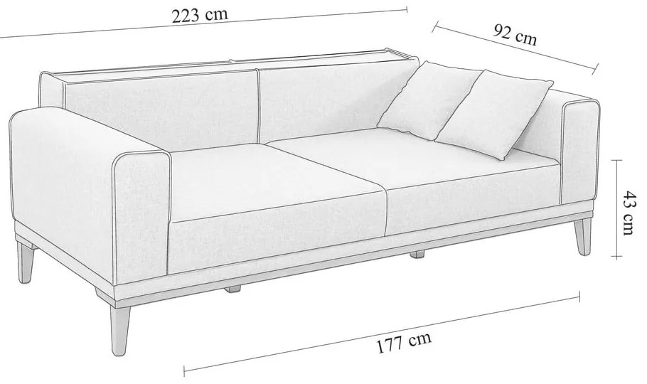 Ciemnoniebieska rozkładana sofa 223 cm Liones – Artie