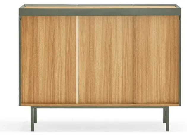 Zielona niska komoda w dekorze dębu 110x85 cm Arista – Teulat