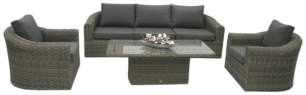 Rattanowy zestaw modułowy BORNEO LUXURY dla 5 osób (szary)