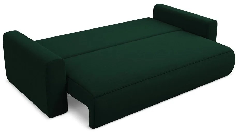 Zielona aksamitna rozkładana/ze schowkiem sofa 238 cm Kapua – Makamii