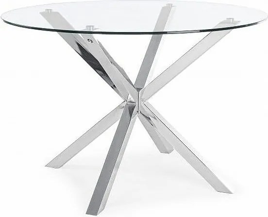 Okrągły szklany stół ze stalową nogą o średnicy 114 cm - MAY