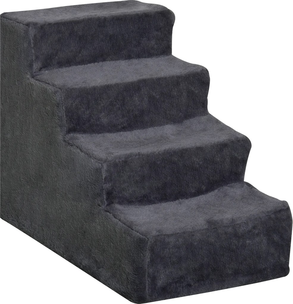 PawHut Schodki dla psa 4-stopniowe, zdejmowany pokrowiec, dla małych psów, 44 cm, ciemnoszary