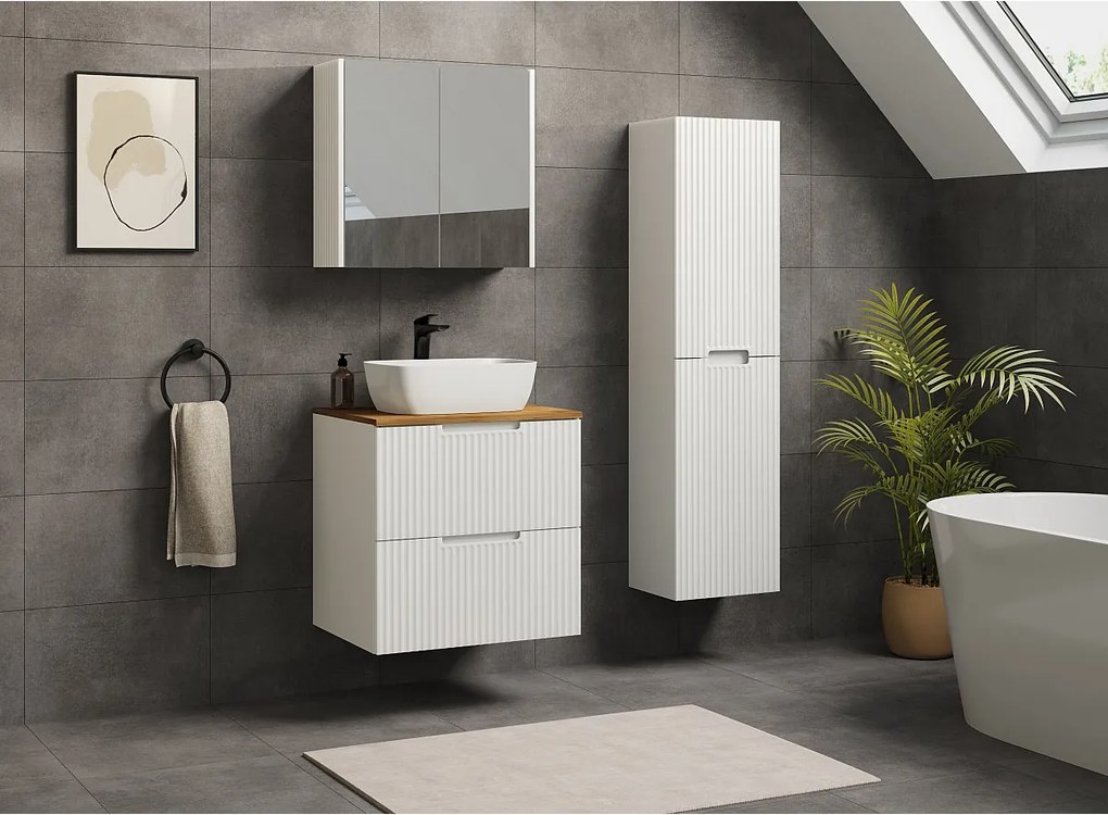 VENA Szafka łazienkowa ryflowana pod umywalkę 46 x 60 x 57 biała