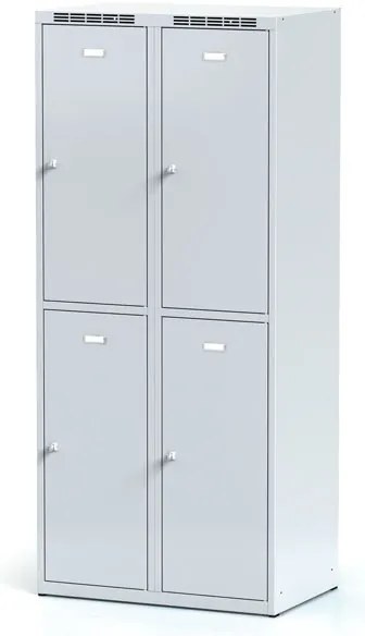 Alfa 3 Szafka skrytkowa S6, 4 schowki, 1800 x 800 x 500 mm, zamek cylindryczny, drzwi szare