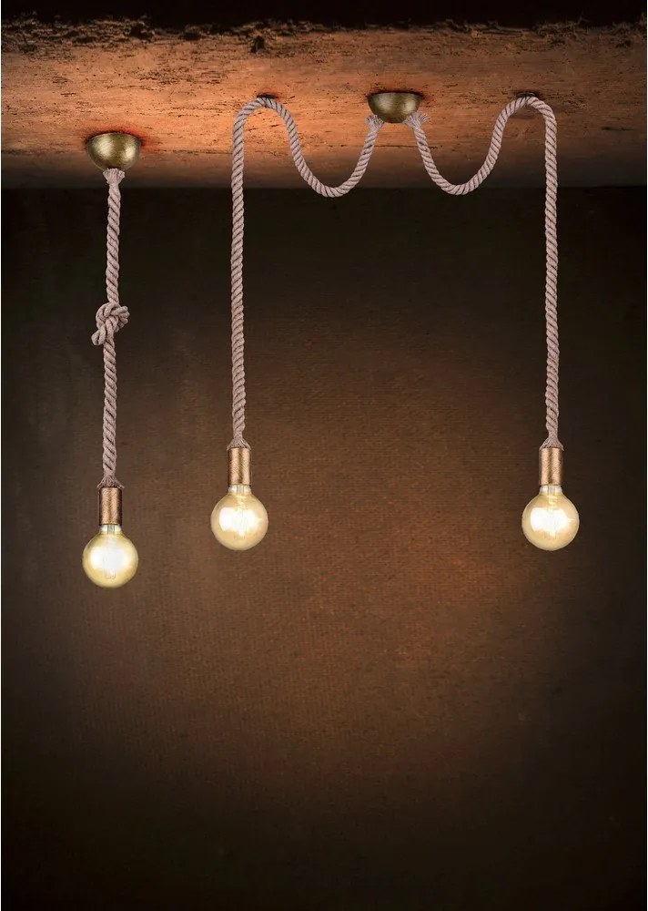 Lampa wisząca w kolorze mosiądzu ø 12 cm Rope – Trio