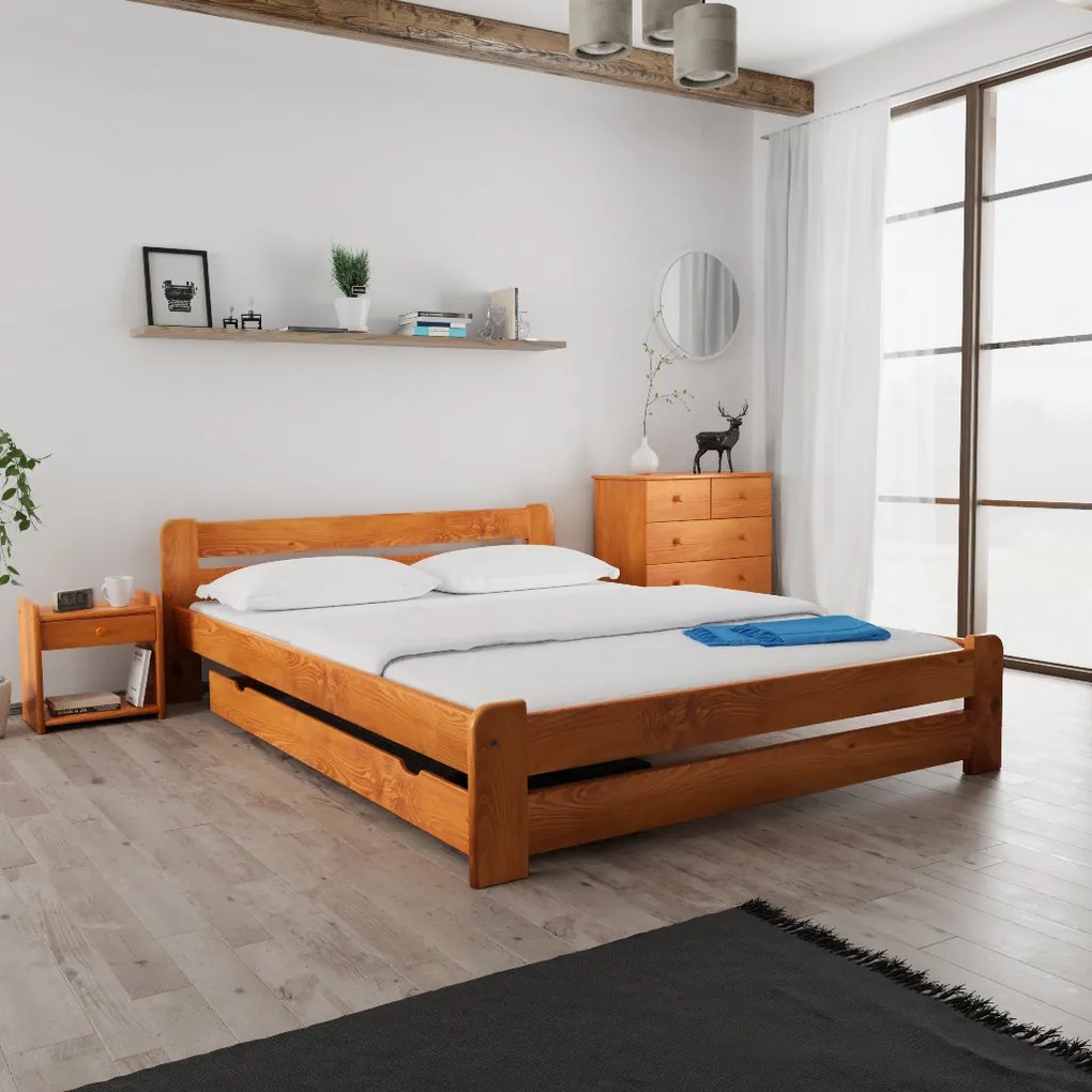 Łóżko Laura 160x200 cm, olcha Stelaż: Bez stelaża, Materac: Materac Sommera 18 cm