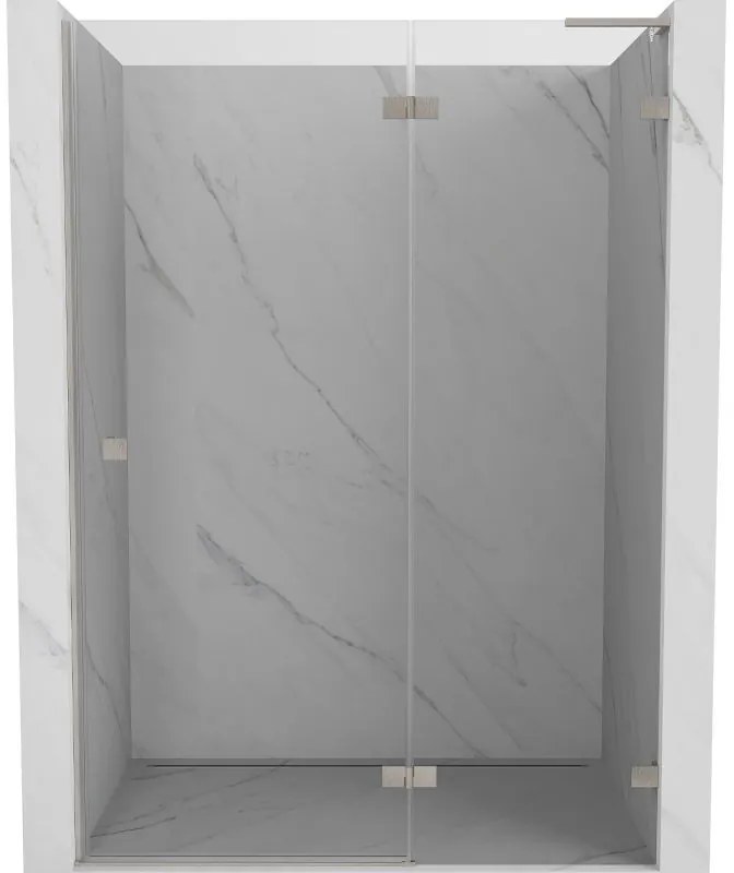 Mexen Lunar L drzwi prysznicowe uchylne prawe 135 cm, transparent, nikiel szczotkowany - 834L-135-000-97-00-P