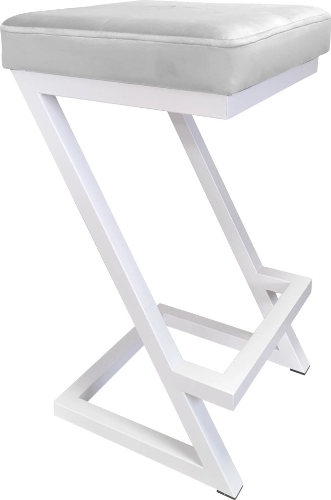 Hoker ZETA krzesło barowe tkanina Welur podstawa metalowa LOFT : Kolor Stelaża - Biały, Kolor tkaniny - VELVET - MG39