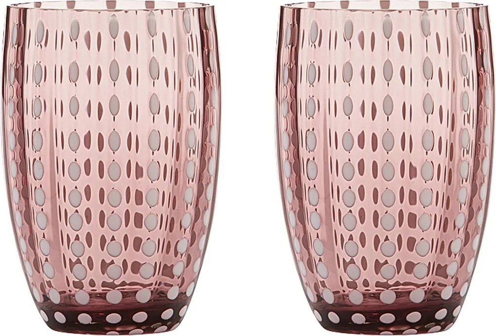 Szklanka Zafferano Perle Amethyst – dmuchane ustami kolorowe szkło, 32 cl, ręcznie robione – zestaw 2 kieliszków rzemieślniczych do wody lub koktajli