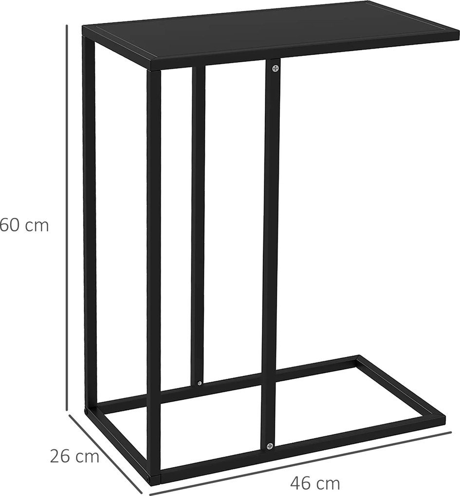 HOMCOM Stolik Boczny Czarny z Antypoślizgowymi Stopkami Praktyczny Design 46x26x60cm | Aosom PL