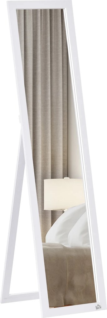 Pełnowymiarowe lustro HOMCOM, wolnostojące, montowane na ścianie, rama MDF, 37 x 37 x 154 cm, Białe