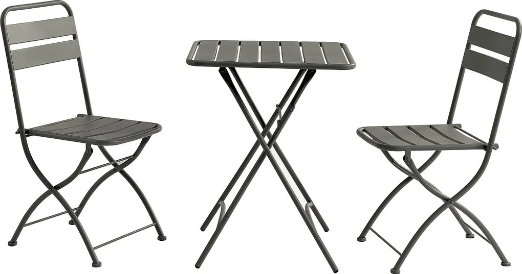 Składany metalowy zestaw ogrodowy - stół o długości 60 cm i 2 składane krzesła - Antracytowy szary - MIRMANDE od MYLIA