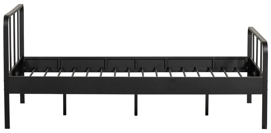 Czarne metalowe łóżko ze stelażem 120x200 cm Mees – WOOOD
