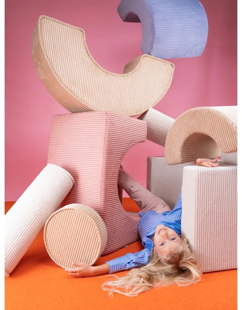 Różowy sztruksowy piankowy plac zabaw 3 szt. wysokość 37 cm 75x49 cm Rainbow Montessori – Wigiwama