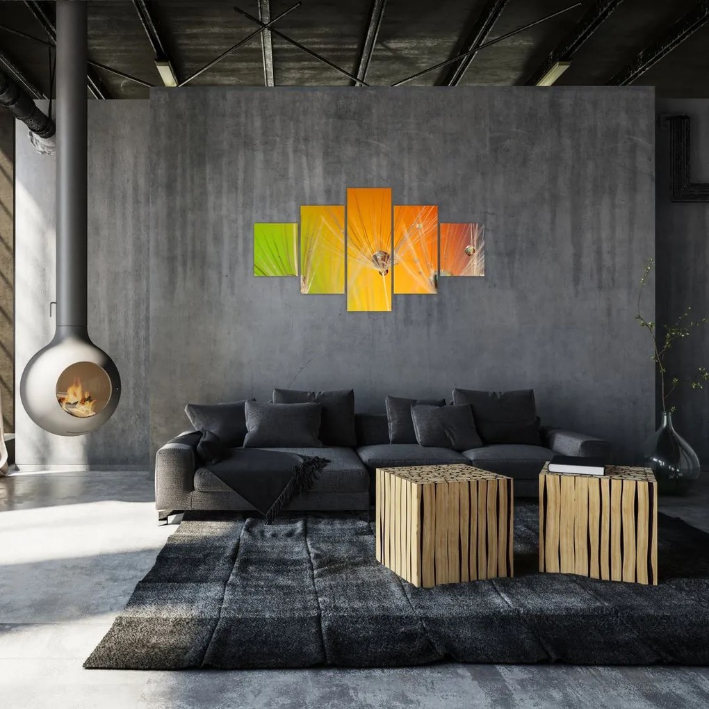 Obraz kropli na roślinie (125x70 cm)