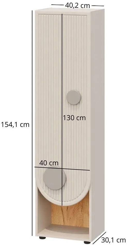 Kaszmirowy regał zamykany ryflowany do pokoju dziecka T0-K82