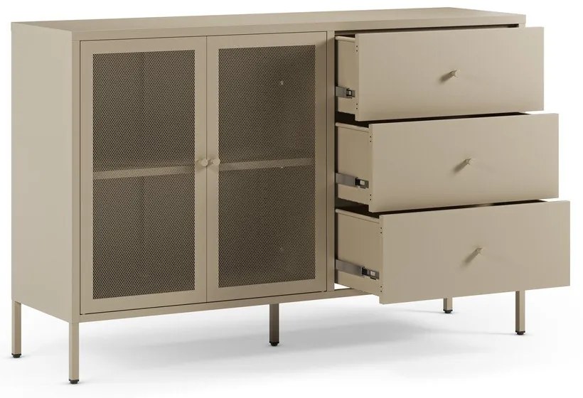 Kremowa metalowa komoda 140x90x40 cm Fayna – Marckeric