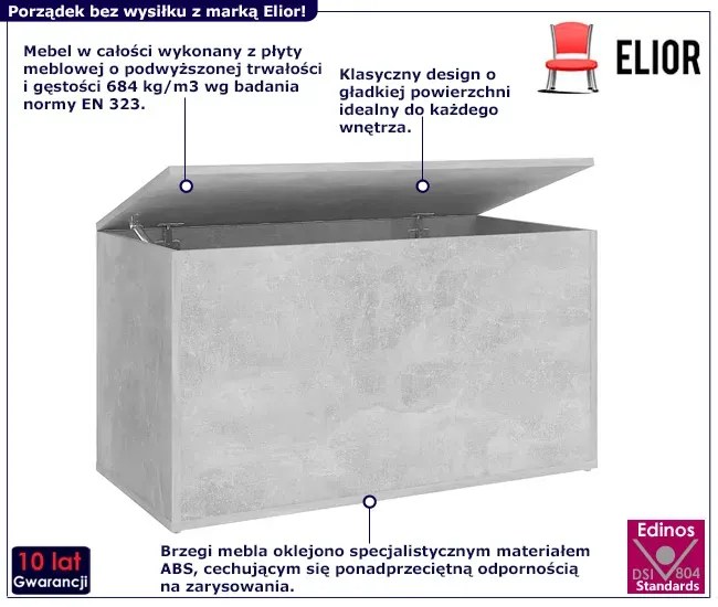 Klasyczna skrzynia na pościel beton F6-B73