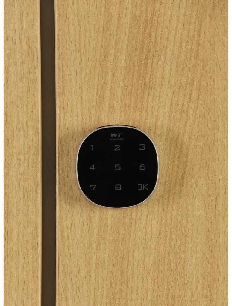 Szafka skrytkowa S1, 2 schowki, 1850 x 300 x 500 mm, zamek kodowy, drzwi laminowane, buk