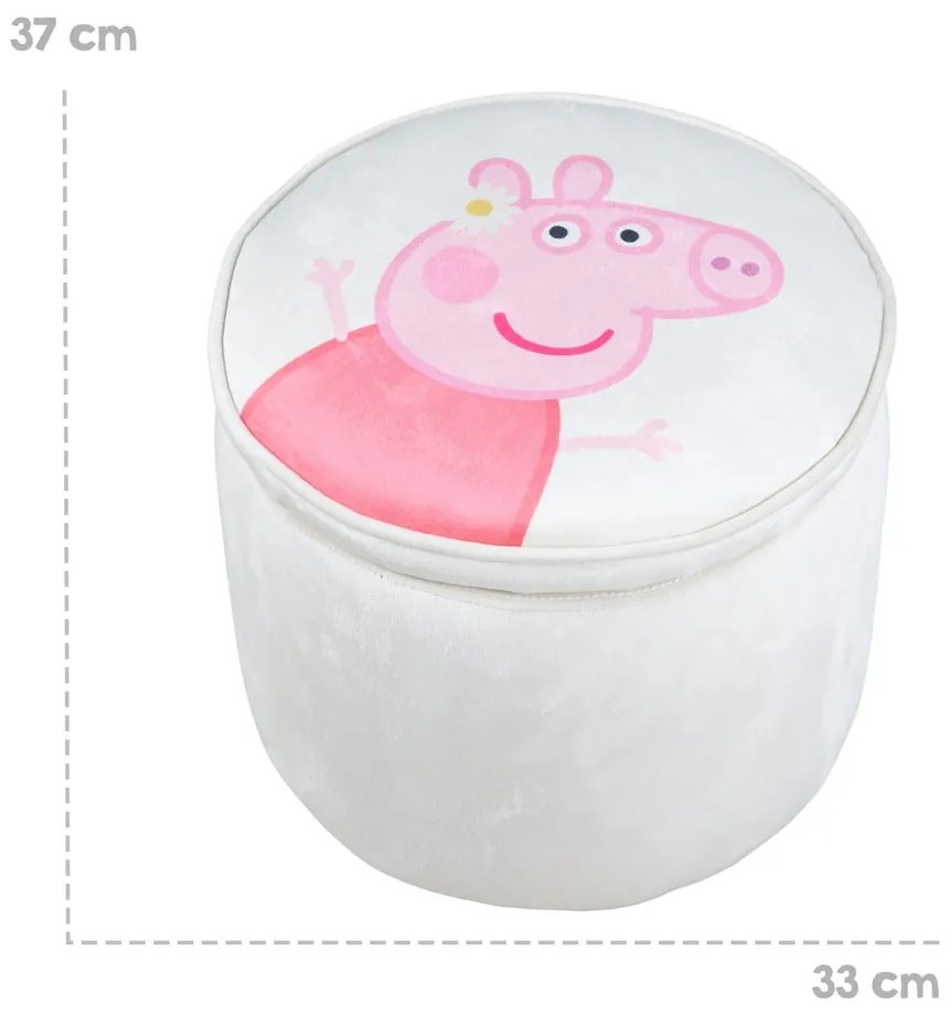 Biały aksamitny puf dziecięcy Peppa Pig – Roba