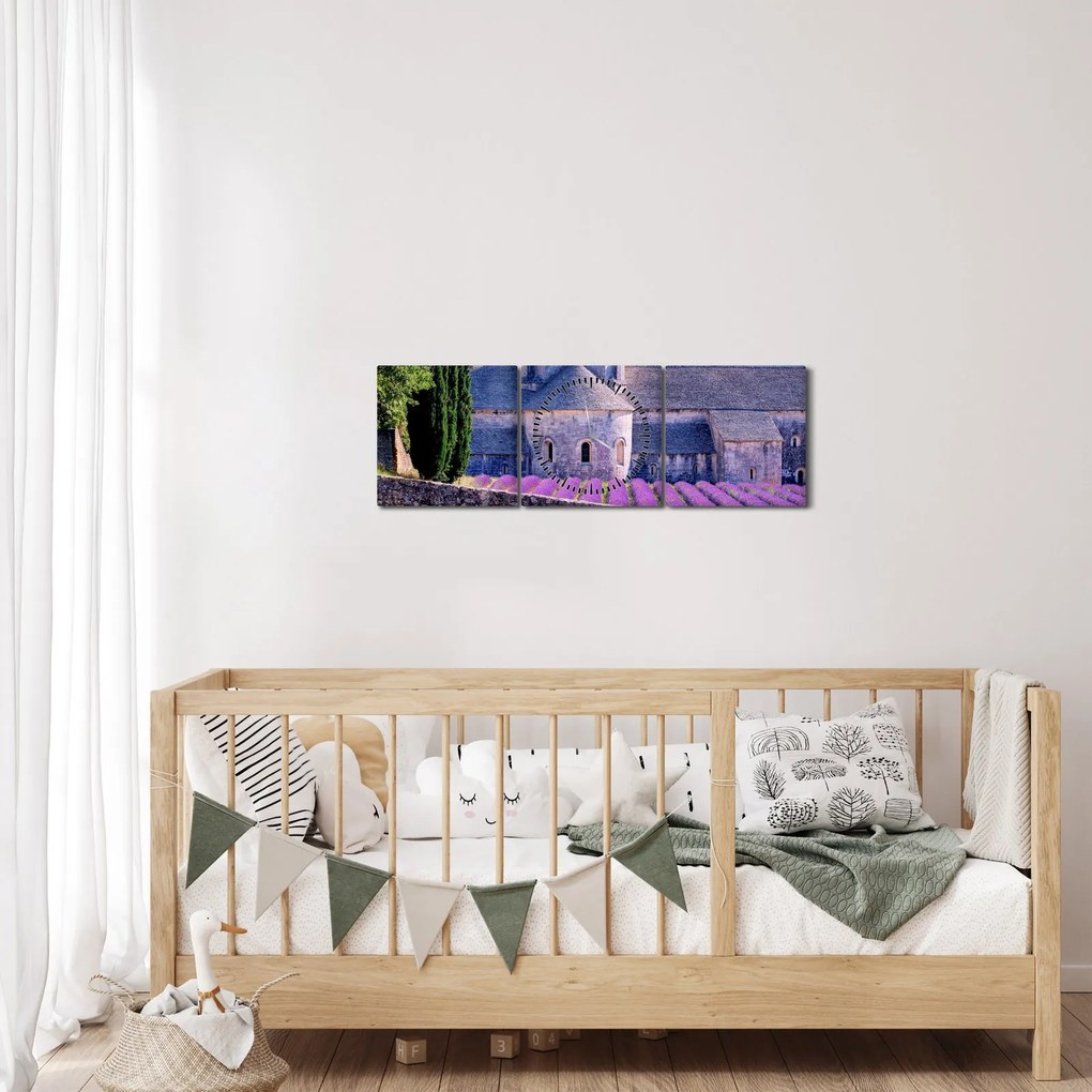 Obraz - Lewandowe pole (z zegarem) (90x30 cm)