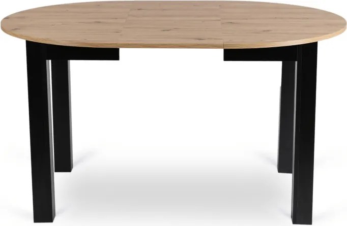 Zestaw Stół Okrągły Rozkładany HARRY 102-142 cm Dąb Artisan/Czarny i 4 Krzesła Tapicerowane BARI Beż Nowoczesne