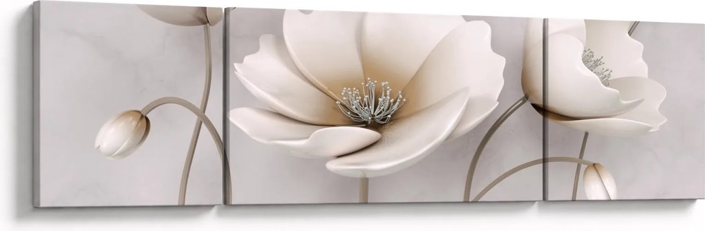 Obraz białych kwiatów (170x50 cm)