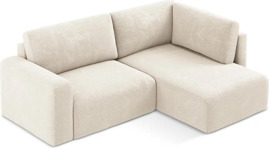 Kremowy rozkładany/ze schowkiem narożnik z tkaniny szenilowej (prawostronny/w kształcie litery L) Kona – Makamii