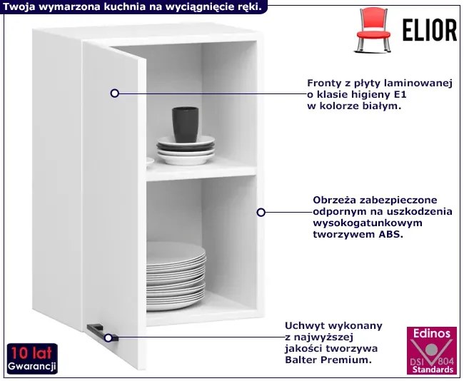 Biała górna szafka kuchenna 50 cm - Tereza 4X