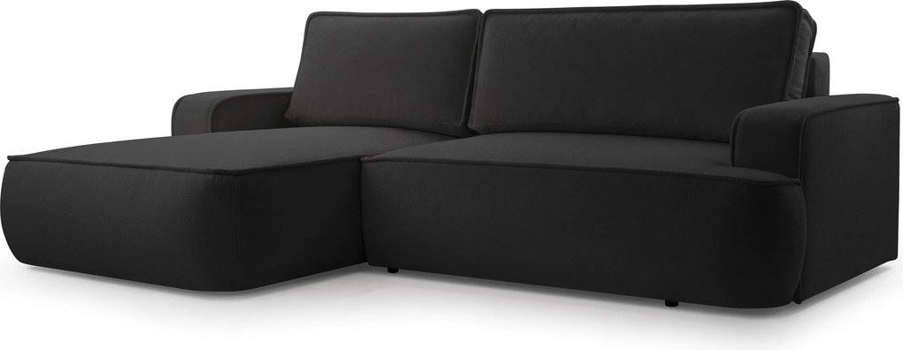 Masseno Narożnik SOLO z funkcją spania i pojemnikiem na pościel Narozniki L, Rozkładana sofa - Czarny, GERRA 75