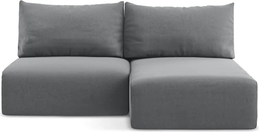 Szary aksamitny rozkładany/ze schowkiem narożnik (prawostronny/z szezlongiem) Kalena – Makamii