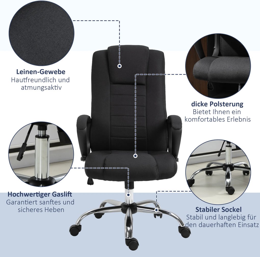 Vinsetto Fotel biurowy obrotowy z funkcją kołysania ergonomiczny regulowany | Aosom PL