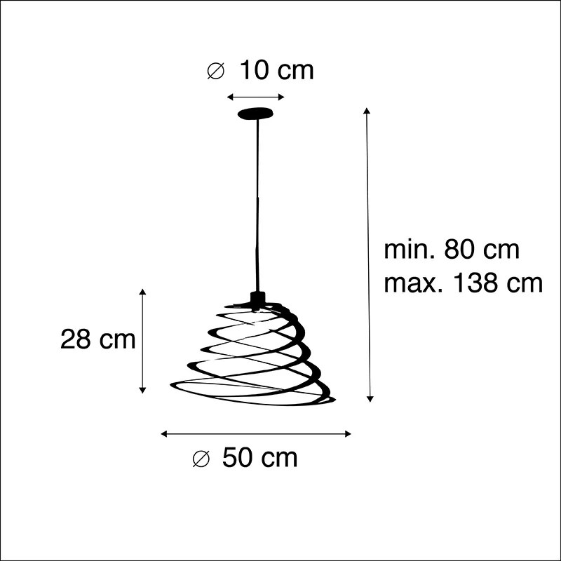 Designerska lampa wisząca ze spiralnym kloszem 50 cm - ScrollDesignerski Oswietlenie wewnetrzne