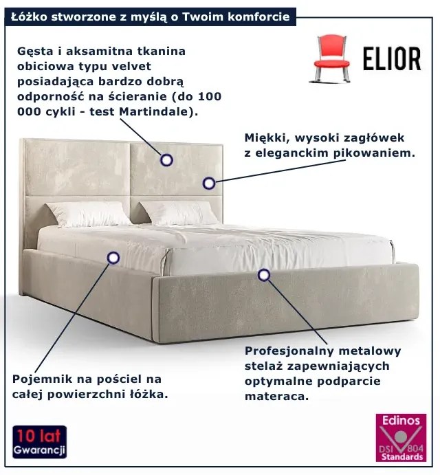 Beżowe tapicerowane łóżko pikowane 4 rozmiary S8-B11