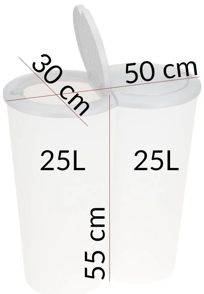 Podwójny kosz na śmieci - 2 x 25 l