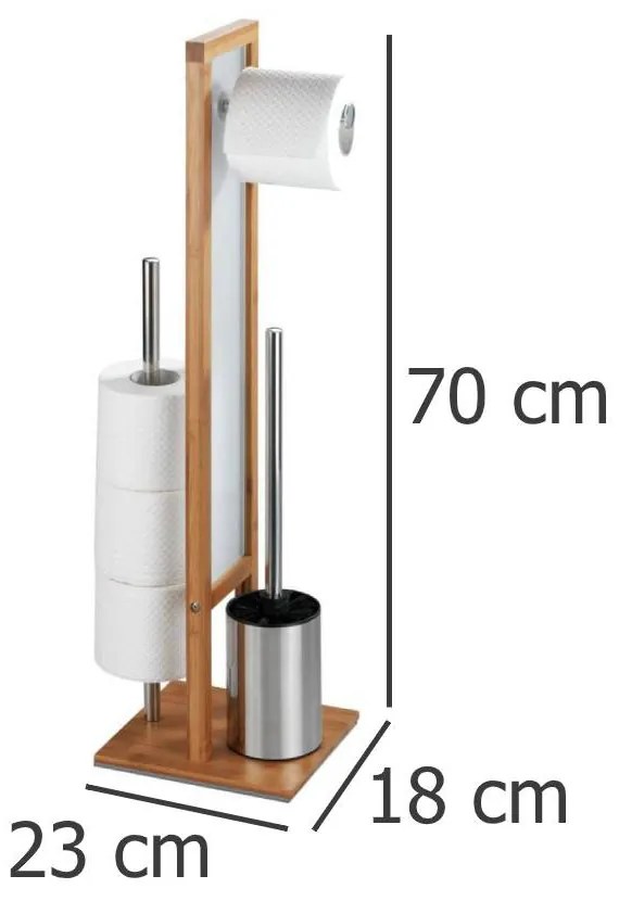Stojak na papier toaletowy i szczotkę wc RIVALTA, 3w1, bambus, WENKO