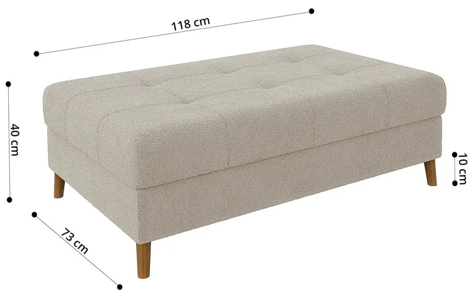 Beżowy podnóżek z materiału bouclé Ariella – Ropez