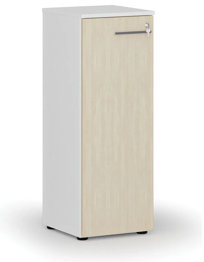 Szafa biurowa niska z drzwiami PRIMO WHITE, 400 x 420 x 1087 mm, biały/brzoza
