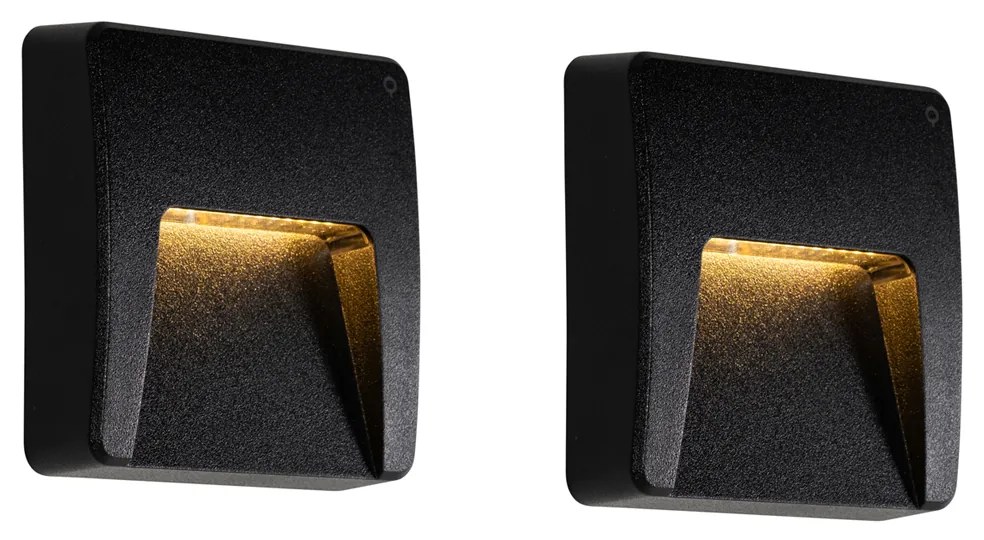 Zestaw 2 czarnych kwadratowych lamp zewnętrznych LED IP65 - Gem