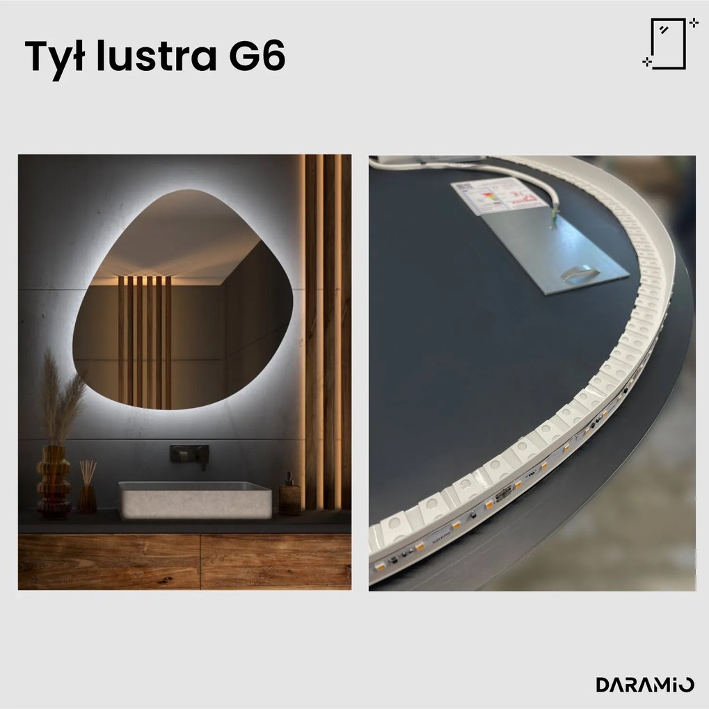 Lustro łazienkowe LED w kształcie kamienia G6