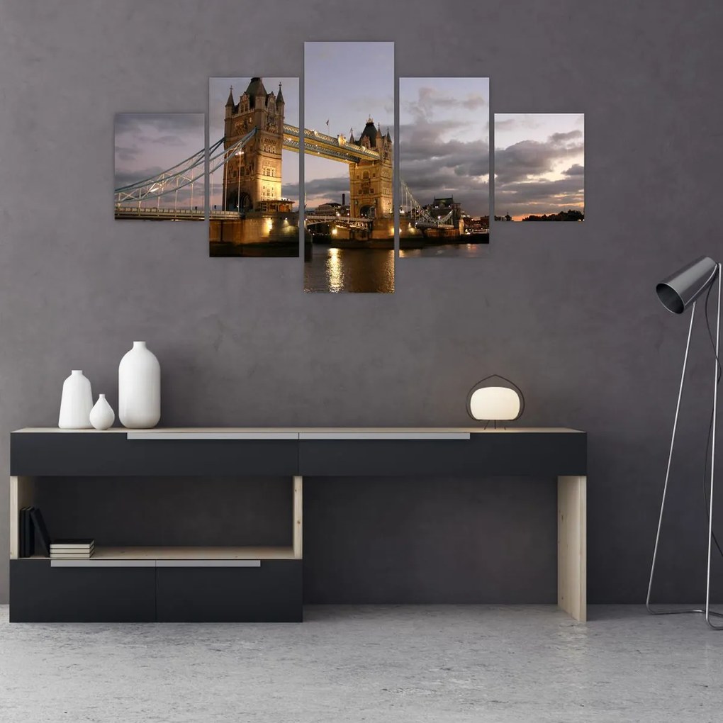 Obraz - Tower Bridge nocą (125x70 cm)