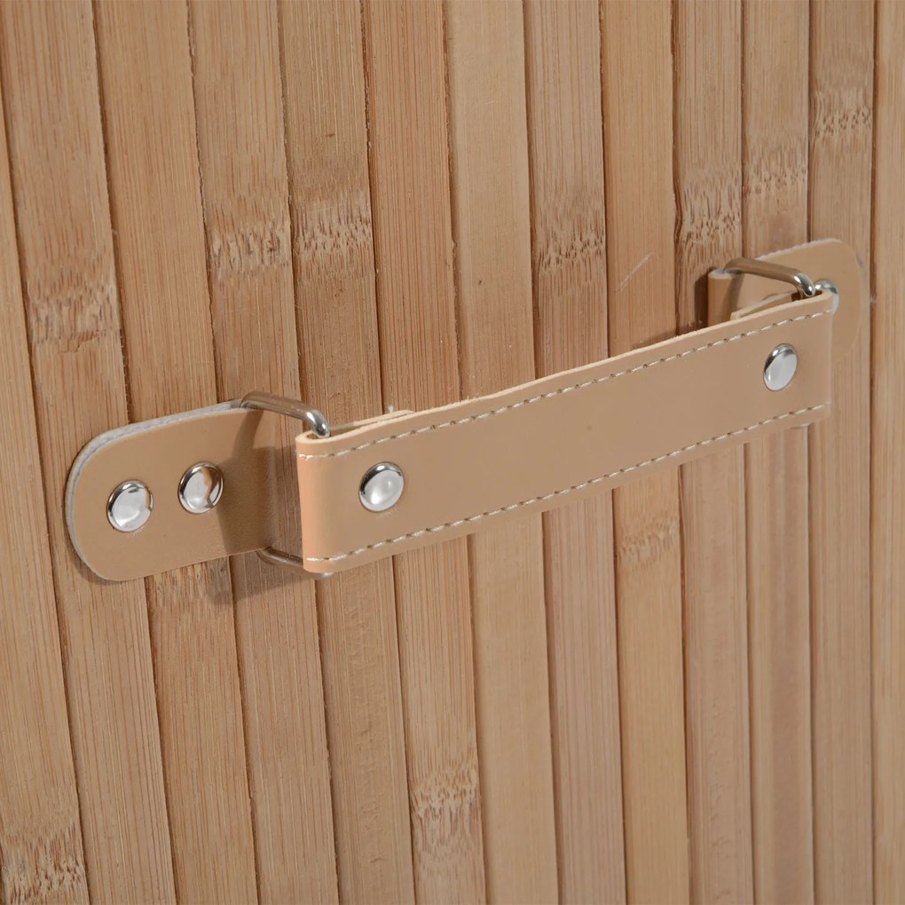 HOMCOM Bambusowy Kosz na Pranie 72L Naturalny Brązowy Praktyczny i Elegancki Design do Łazienki i Pralni | Aosom PL