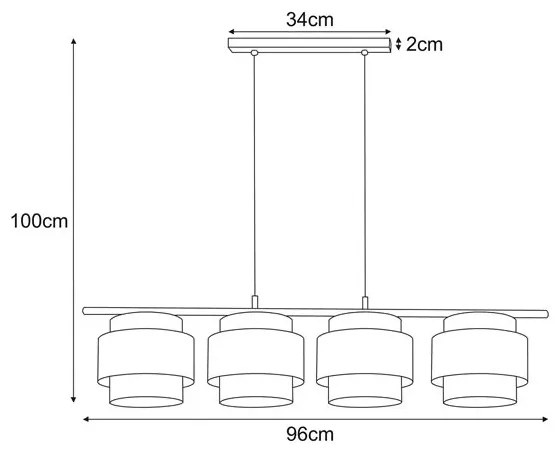 Lampa wisząca ze sznurka jutowego z 4 abażurami - A527 Vicky