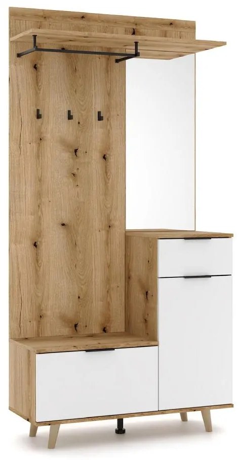 Panel przedpokojowy ze lustrem SVEN, brązowo-biały