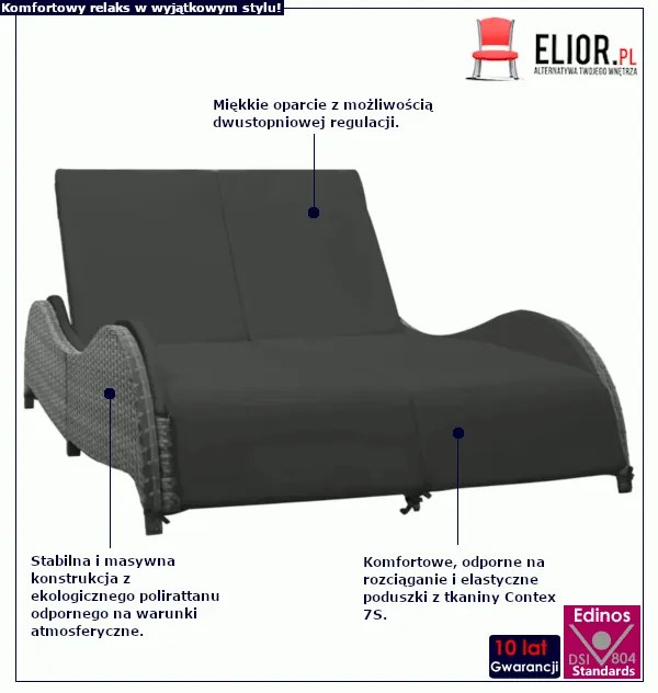 Podwójna leżanka ogrodowa z technorattanu - Elra