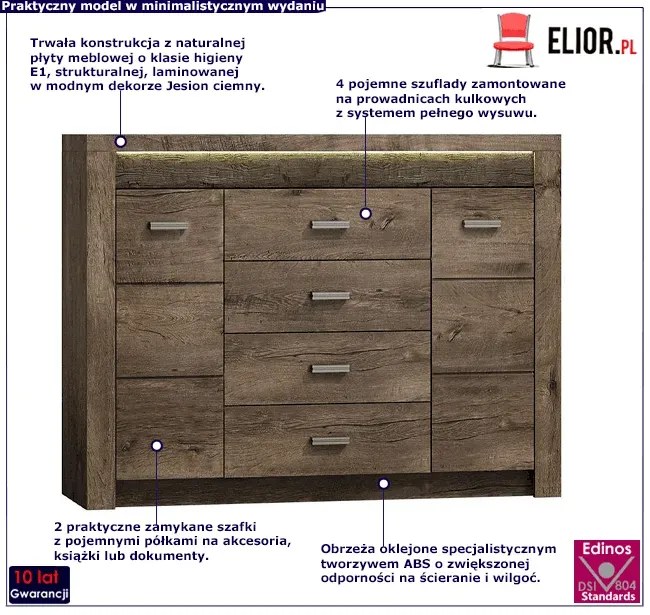 Komoda w dekorze jesion ciemny - Filin 8X